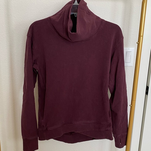 Lululemon Cowl Neck Sweater with Kangaroo Zipped Pockets in Eggplant / Purple - Picture 1 of 6